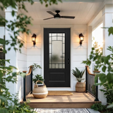 [out of stock]36" x 80" Smooth Black Fiberglass Entry Door – 3/4 View Frosted Privacy Glass | Left & Right Hand Inswing