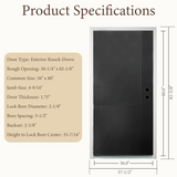 36" x 80" Black Solid Wood Entry Door | Left or Right Hand Inswing | Modern Exterior Front Door with Pre-Primed Frame