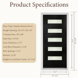 36" x 80" Fiberglass Exterior Door | Black Smooth Finish | Frosted Glass | Right Hand Inswing