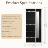 36" x 80" Fiberglass Modern Textured Entry Door – Black-09 | Left & Right Hand Inswing