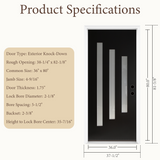 36" x 80" Black Fiberglass Entry Door – 3-Lite Frosted Glass, Prehung with Vinyl Frame & Brickmould