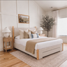 Yechen Queen Bed Frame with Storage | 3-Drawer Linen Platform Bed, Noise-Free Slats, Beige