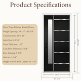 36" x 80" Fiberglass Modern Textured Entry Door – Black-09 | Left & Right Hand Inswing