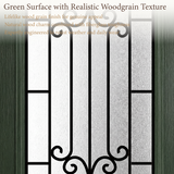 36" x 80" Green Fiberglass Entry Door with 3/4 Lite Wrought Iron Glass, Left or Right Hand Inswing, Classic Style Front Door with 4-9/16" White Vinyl Frame and Brickmould