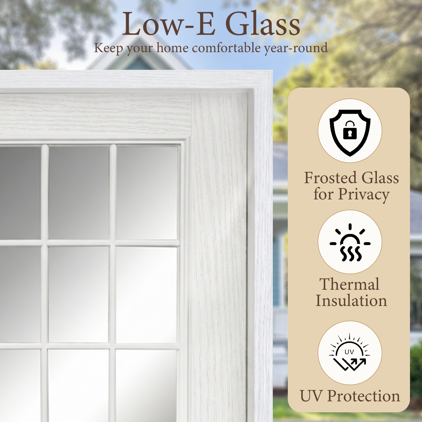 36" x 80" Fiberglass Entry Door | 9-Lite Low-E Glass | White | Left Hand Inswing
