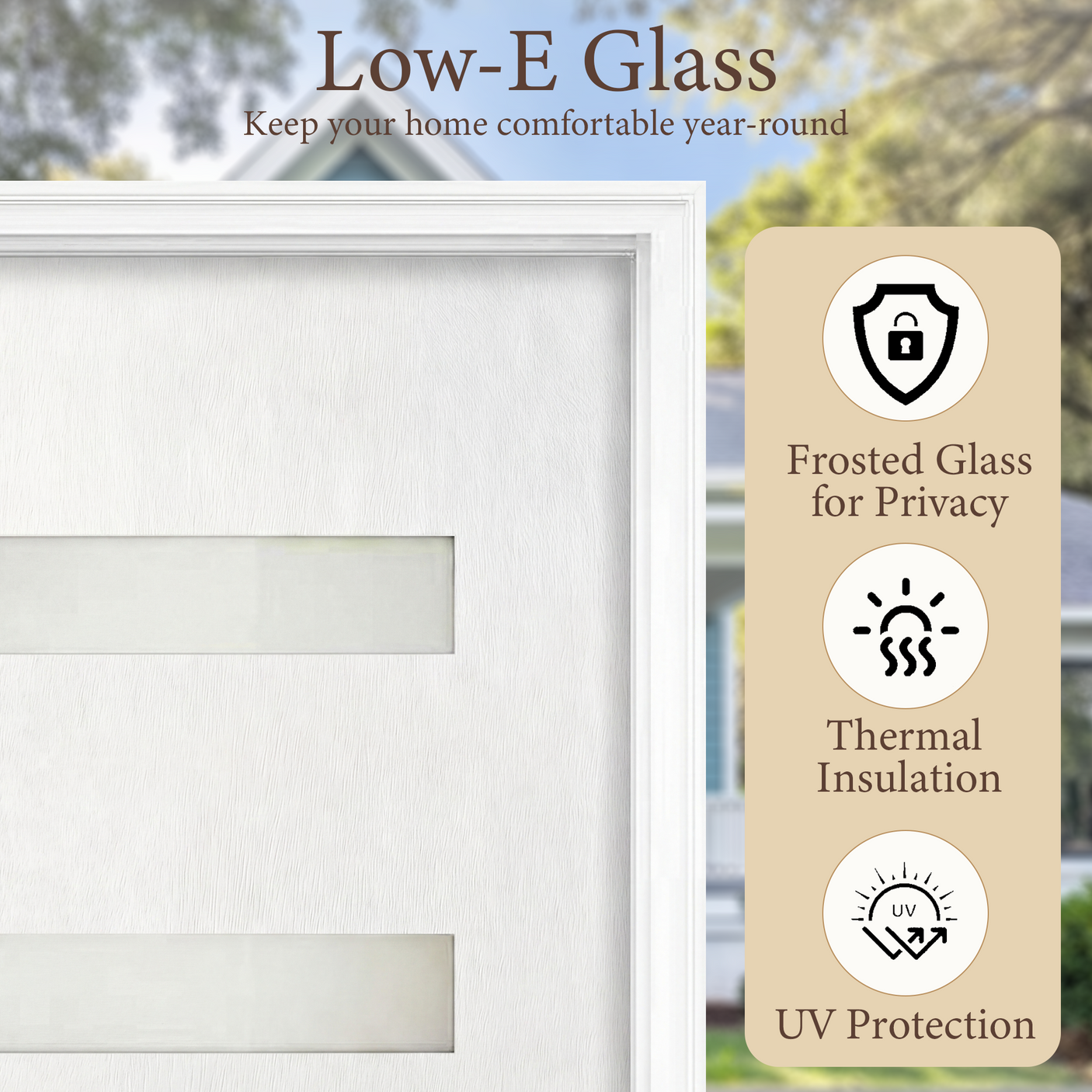 36" x 80" Fiberglass Exterior Door | White Smooth Finish | Frosted Glass | Right Hand Inswing