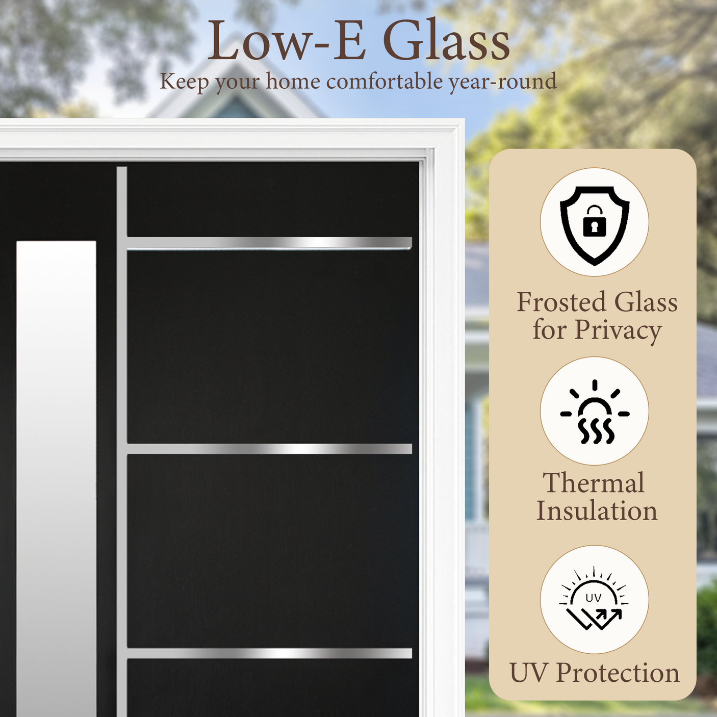 36" x 80" Fiberglass Modern Textured Entry Door – Black-09 | Left & Right Hand Inswing