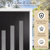36" x 80" Black Fiberglass Entry Door – 3-Lite Frosted Glass, Prehung with Vinyl Frame & Brickmould