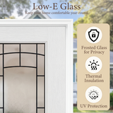36" x 80" Smooth White Fiberglass Entry Door – 3/4 View Frosted Privacy Glass | Left & Right Hand Inswing
