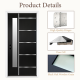36" x 80" Fiberglass Modern Textured Entry Door – Black-09 | Left & Right Hand Inswing