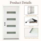36" x 80" Fiberglass Exterior Door | White Smooth Finish | Frosted Glass | Right Hand Inswing