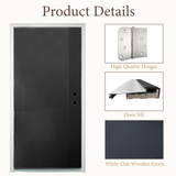 36" x 80" Black Solid Wood Entry Door | Left or Right Hand Inswing | Modern Exterior Front Door with Pre-Primed Frame