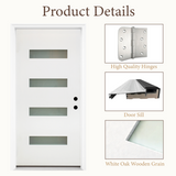 36" x 80" Fiberglass Exterior Door | White Smooth Finish | Frosted Glass | Left Hand Inswing