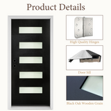 36" x 80" Fiberglass Exterior Door | Black Smooth Finish | Frosted Glass | Right Hand Inswing