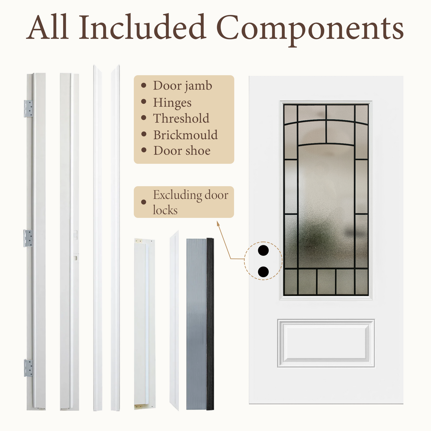 36" x 80" Smooth White Fiberglass Entry Door – 3/4 View Frosted Privacy Glass | Left & Right Hand Inswing