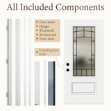 36" x 80" Smooth White Fiberglass Entry Door – 3/4 View Frosted Privacy Glass | Left & Right Hand Inswing