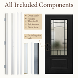 [out of stock]36" x 80" Smooth Black Fiberglass Entry Door – 3/4 View Frosted Privacy Glass | Left & Right Hand Inswing