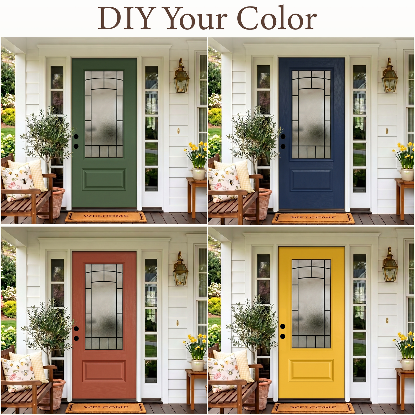 36" x 80" Smooth White Fiberglass Entry Door – 3/4 View Frosted Privacy Glass | Left & Right Hand Inswing