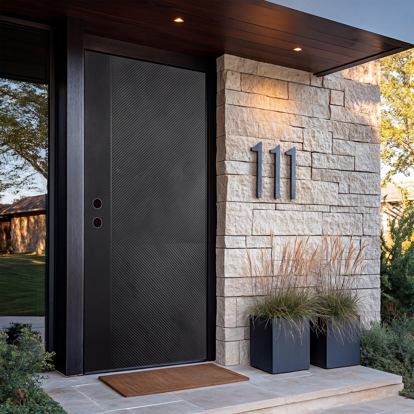 36" x 80" Black Solid Wood Entry Door | Left or Right Hand Inswing | Modern Exterior Front Door with Pre-Primed Frame