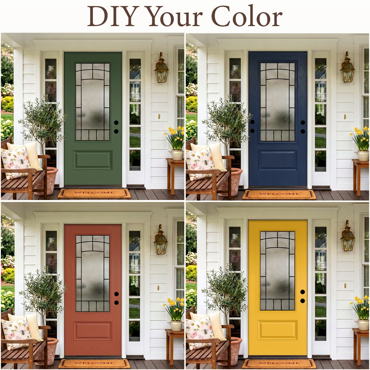 36" x 80" Smooth White Fiberglass Entry Door – 3/4 View Frosted Privacy Glass | Left & Right Hand Inswing