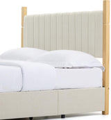Yechen Queen Bed Frame with Storage | 3-Drawer Linen Platform Bed, Noise-Free Slats, Beige