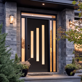 36" x 80" Black Fiberglass Entry Door – 3-Lite Frosted Glass, Prehung with Vinyl Frame & Brickmould