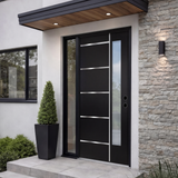 36" x 80" Fiberglass Modern Textured Entry Door – Black-09 | Left & Right Hand Inswing