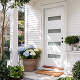 36" x 80" Fiberglass Exterior Door | White Smooth Finish | Frosted Glass | Left Hand Inswing