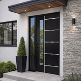 36" x 80" Fiberglass Modern Textured Entry Door – Black-09 | Left & Right Hand Inswing