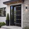 36" x 80" Fiberglass Modern Textured Entry Door – Black-09 | Left & Right Hand Inswing