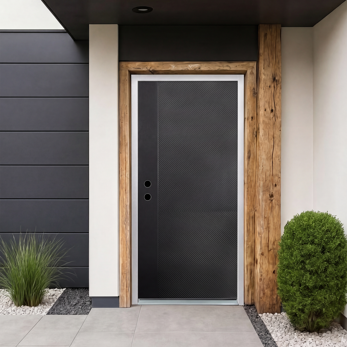36" x 80" Black Solid Wood Entry Door | Left or Right Hand Inswing | Modern Exterior Front Door with Pre-Primed Frame