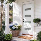 36" x 80" Fiberglass Exterior Door | White Smooth Finish | Frosted Glass | Right Hand Inswing