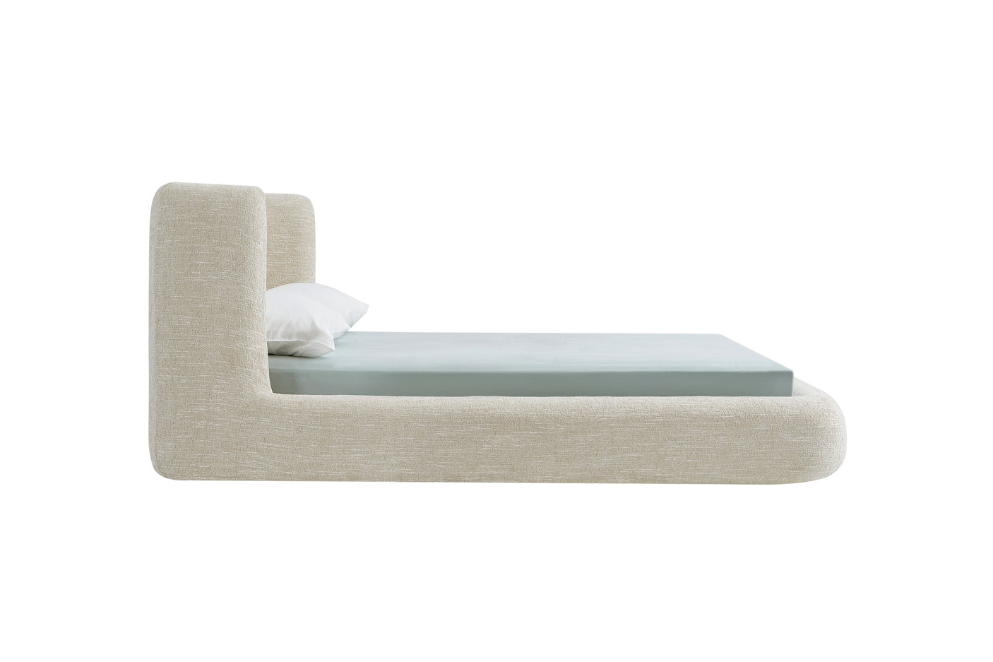 YECHEN Queen Cloud Bed Frame - Modern Upholstered Platform Bed with Curved Headboard, Water-Resistant Bouclé Fabric, Tool-Free Assembly, No Box Spring Needed