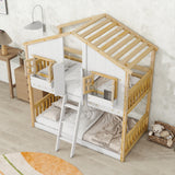 Twin over Twin House Bunk Bed with Roof