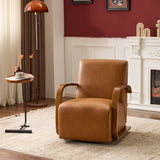 Wood Armrest Single Swivel Sofa Chair