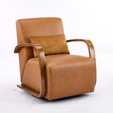Wood Armrest Single Swivel Sofa Chair