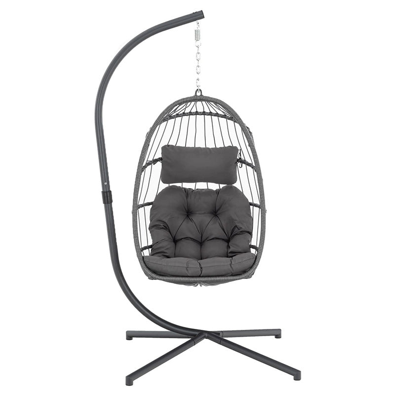 Luxurious Outdoor Egg Hanging Chair with Stand - All-Weather Rattan Swing for Patio & Bedroom