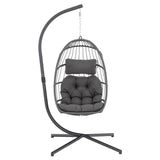 Luxurious Outdoor Egg Hanging Chair with Stand - All-Weather Rattan Swing for Patio & Bedroom