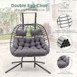 Double Egg Swing Chair with Stand for Outdoor