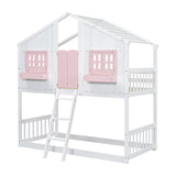 Twin over Twin House Bunk Bed with Roof