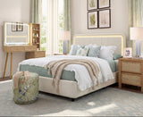 Yechen Luxe Bouclé Platform Bed Frame with Integrated Smart LED Lighting