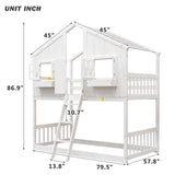 Twin over Twin House Bunk Bed with Roof