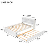 Twin Size Trundle Bed with Bookcase for Kids
