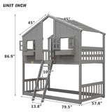 Twin over Twin House Bunk Bed with Roof