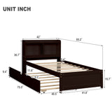 Twin Size Trundle Bed with Bookcase for Kids