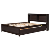 Twin Size Trundle Bed with Bookcase for Kids