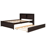 Twin Size Trundle Bed with Bookcase for Kids