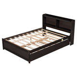 Twin Size Trundle Bed with Bookcase for Kids