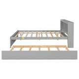 Twin Size Trundle Bed with Bookcase for Kids