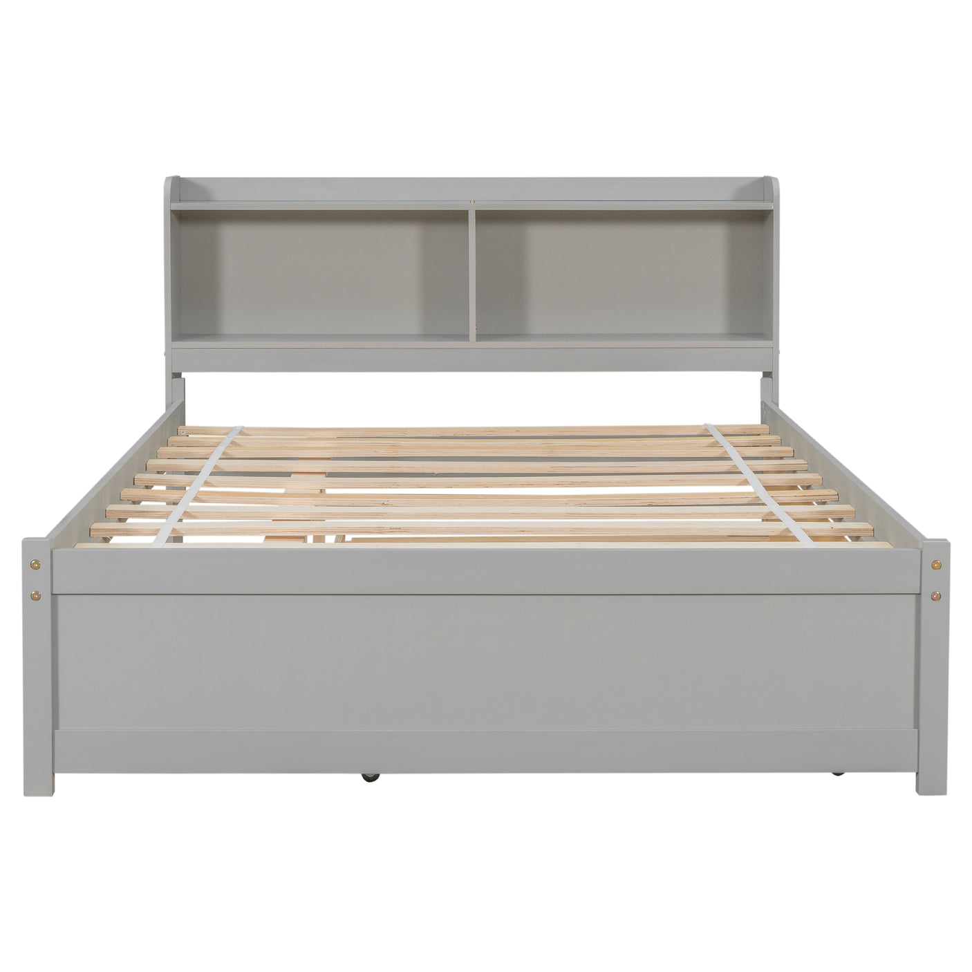 Twin Size Trundle Bed with Bookcase for Kids
